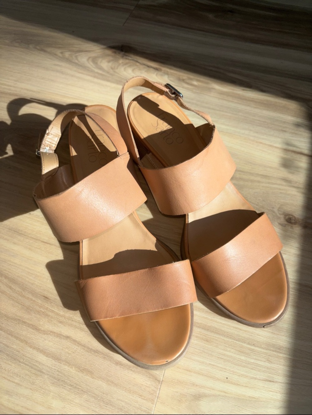 Women's Tan Leather Slingback Sandals - Franco Sarto